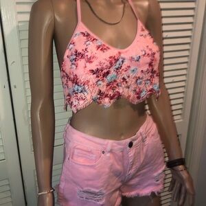 Ymi Pink Dream Jeans Shorts Midrise 7 and Xhilaration Bikini top size Small